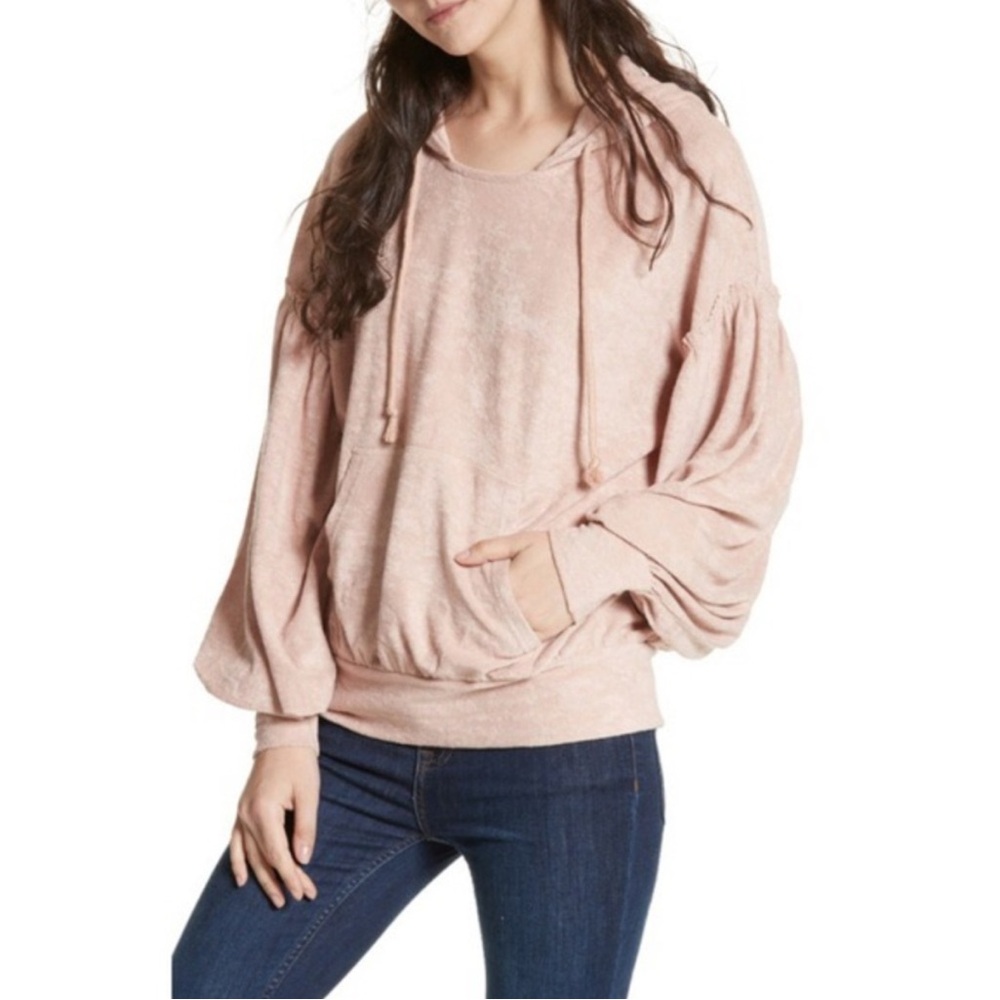 Free People Pink Cozy Hooded Sweater